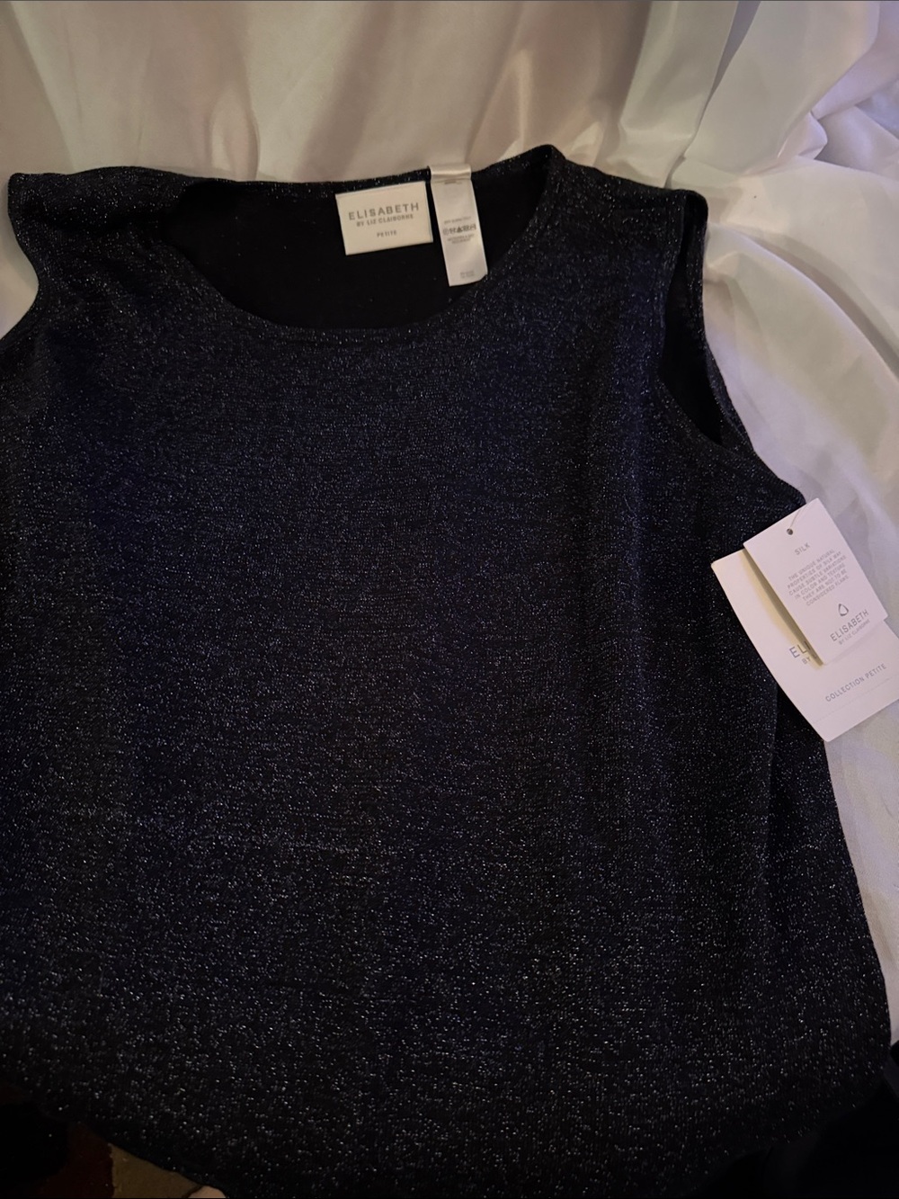 Women's Black Sparkly Metallic Sleeveless Top-2X Petite-Liz Claiborne